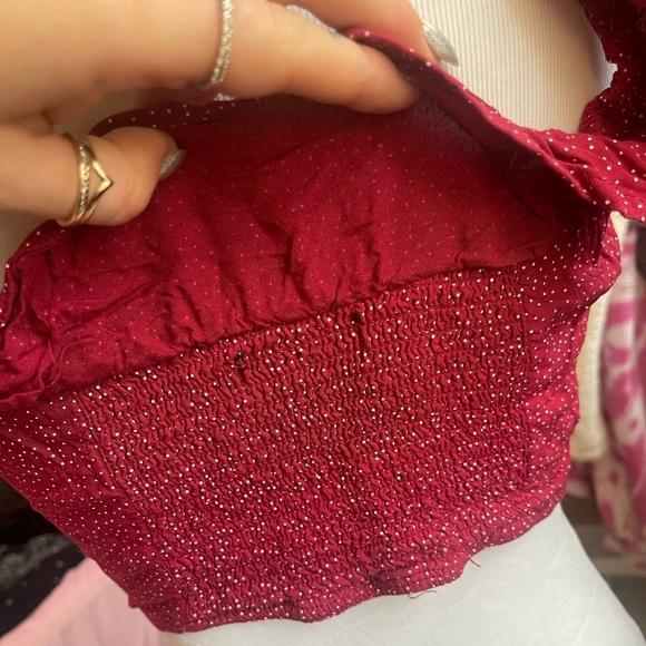 Topshop crop polka dot ruffle top - Picture 6 of 6